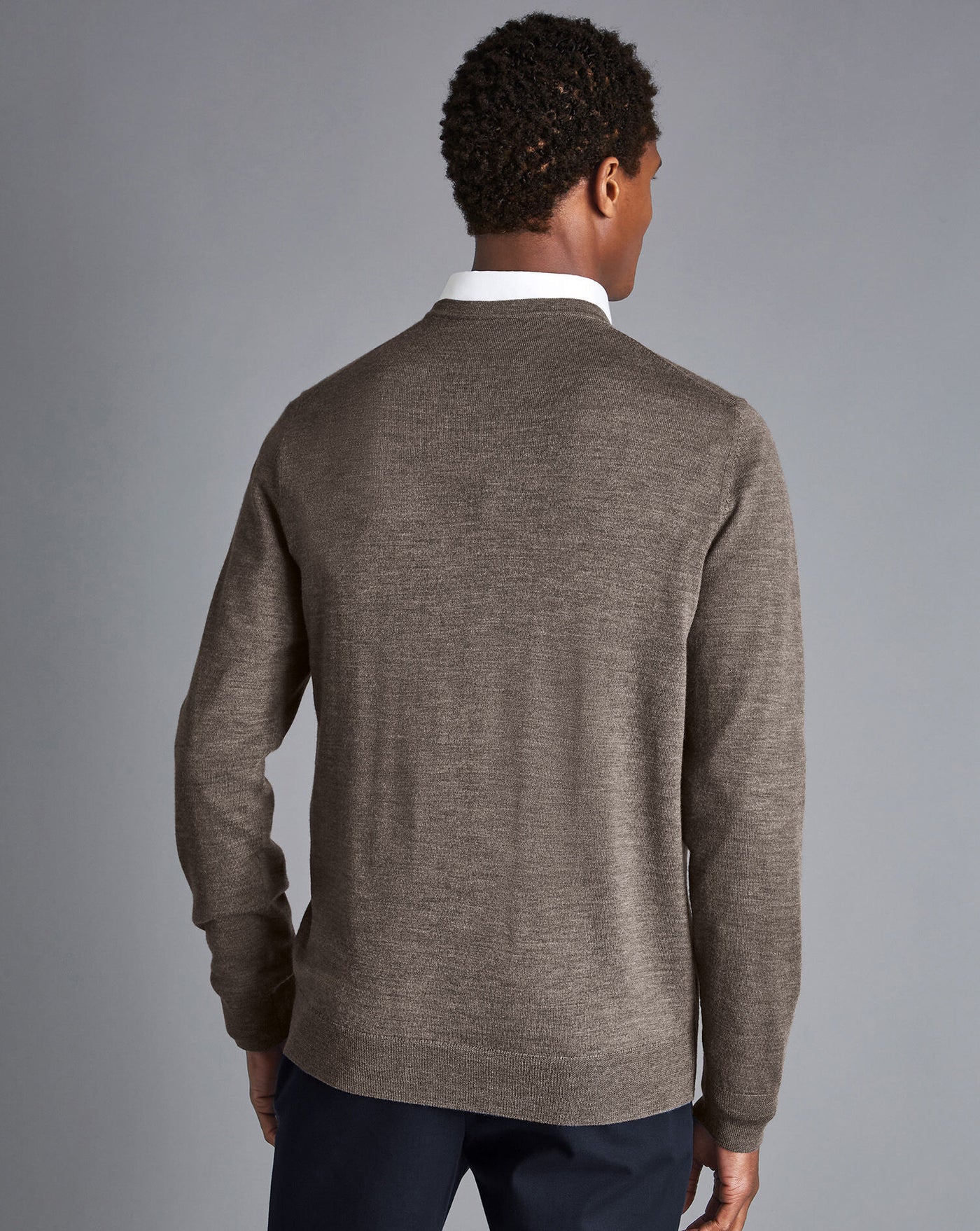 MOCHA PURE MERINO V NECK JUMPER