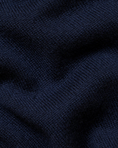 NAVY BLUE MERINO/CASHMERE CREW NECK JUMPER