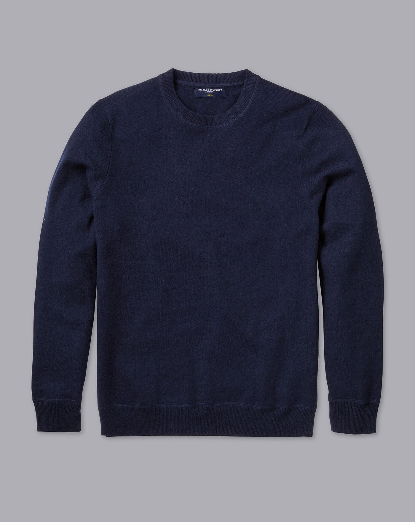 NAVY BLUE MERINO/CASHMERE CREW NECK JUMPER