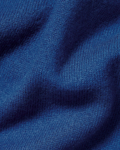 ROYAL BLUE PURE CASHMERE ZIP NECK JUMPER