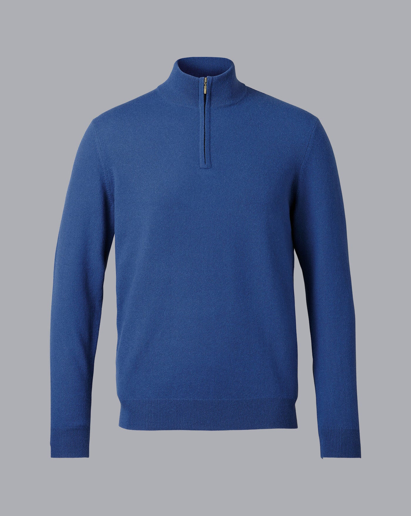 ROYAL BLUE PURE CASHMERE ZIP NECK JUMPER