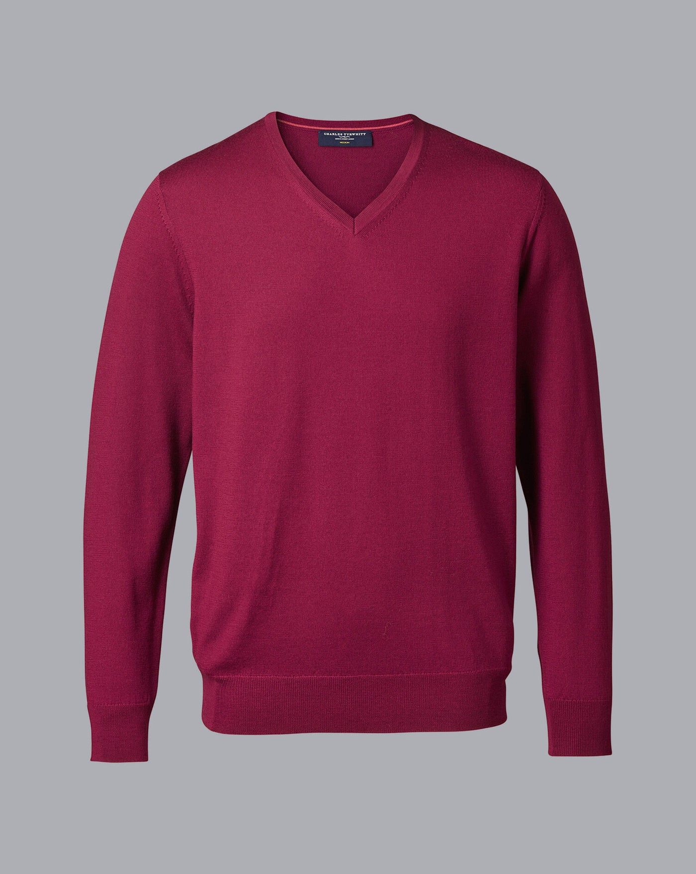 CHERRY PINK PURE MERINO V NECK JUMPER