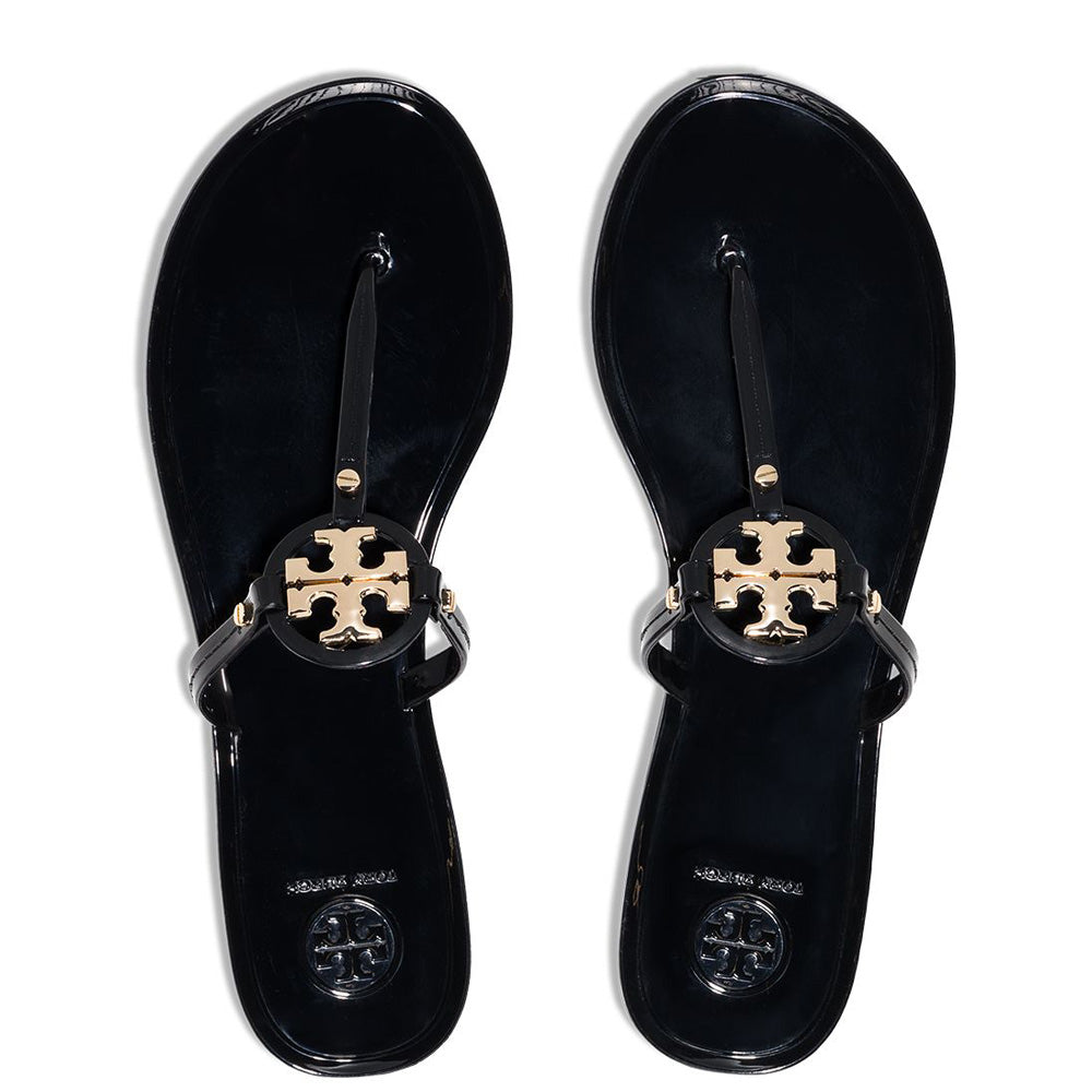 9296-001 MINI MILLER FLAT THONG PERFECT BLACK / GOLD T.B JELLIES