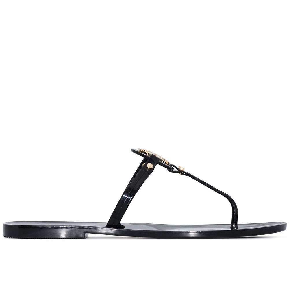 9296-001 MINI MILLER FLAT THONG PERFECT BLACK / GOLD T.B JELLIES