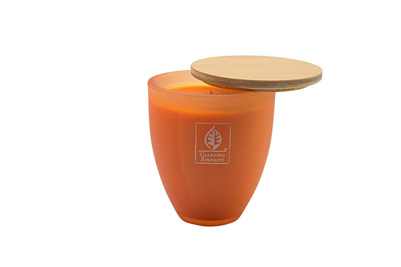 SCENTED CANDLE IN PRECIOUS GLASS WITH LID - AMBER