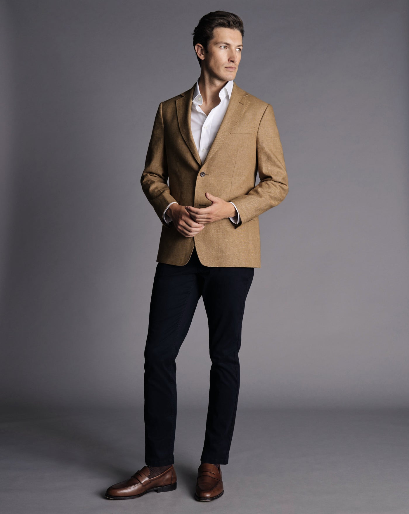 CAMEL SLIM FIT LINEN COTTON BLAZER