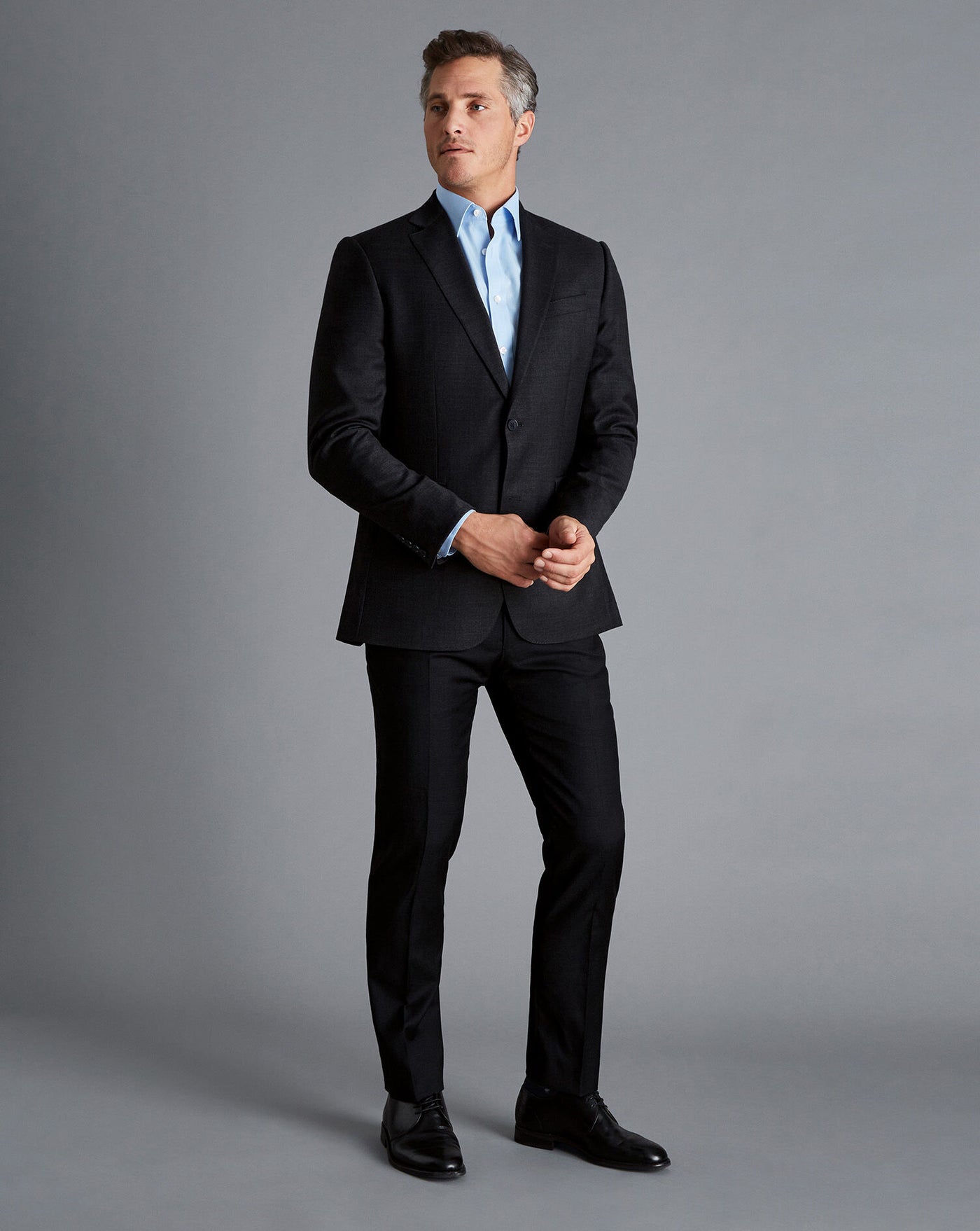 BLACK SLIM FIT NATURAL STRETCH TWILL SUIT TROUSER