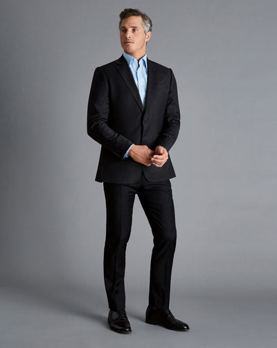 BLACK SLIM FIT NATURAL STRETCH TWILL SUIT TROUSER