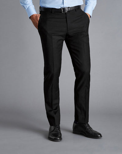 BLACK SLIM FIT NATURAL STRETCH TWILL SUIT TROUSER