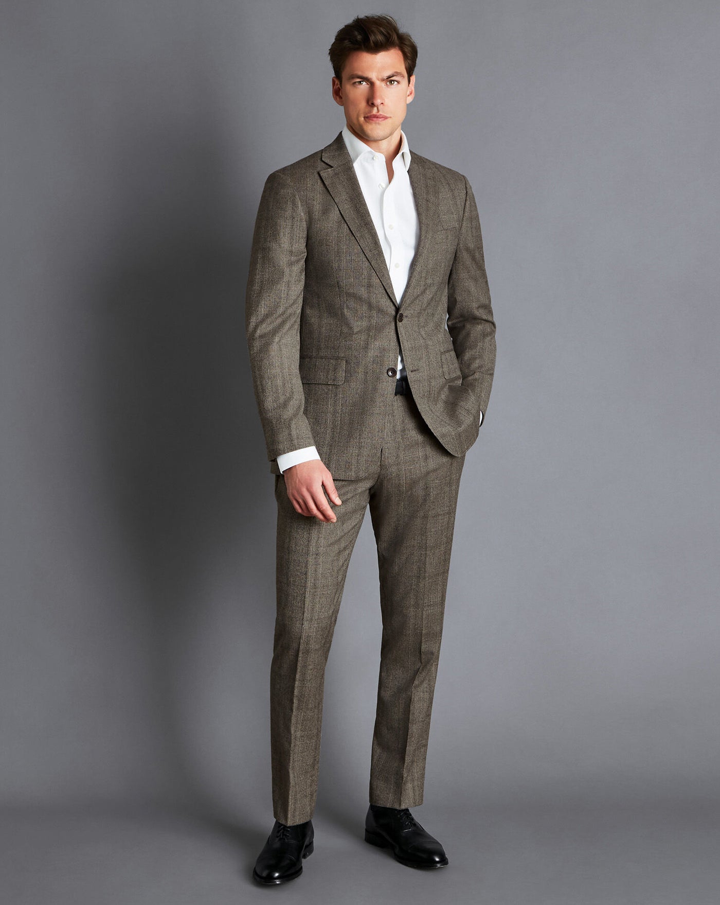 OATMEAL PRINCE OF WALES CHECK SLIM FIT BLAZER