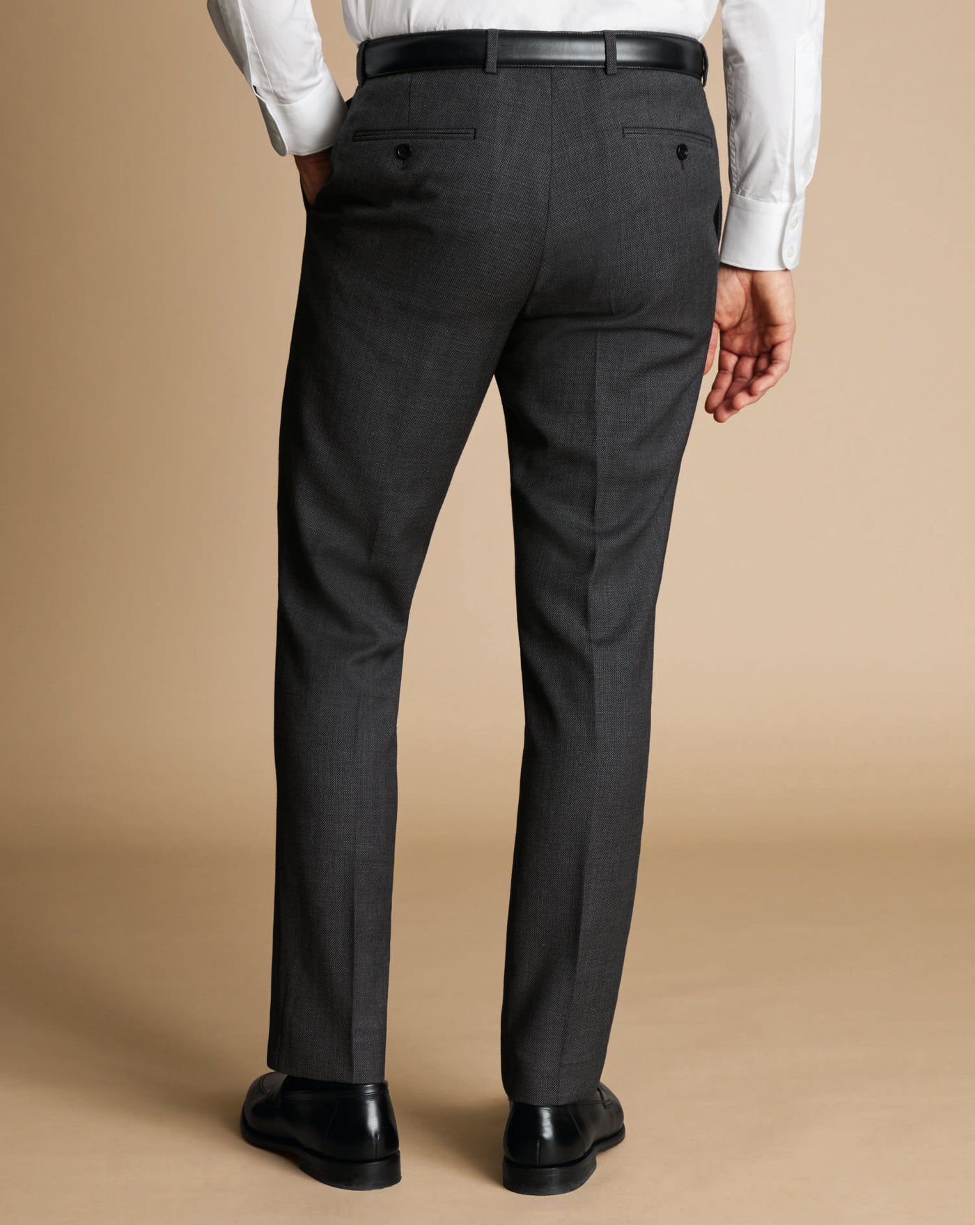 GREY SLIM FIT NATURAL STRETCH BIRDSEYE SUIT TROUSER