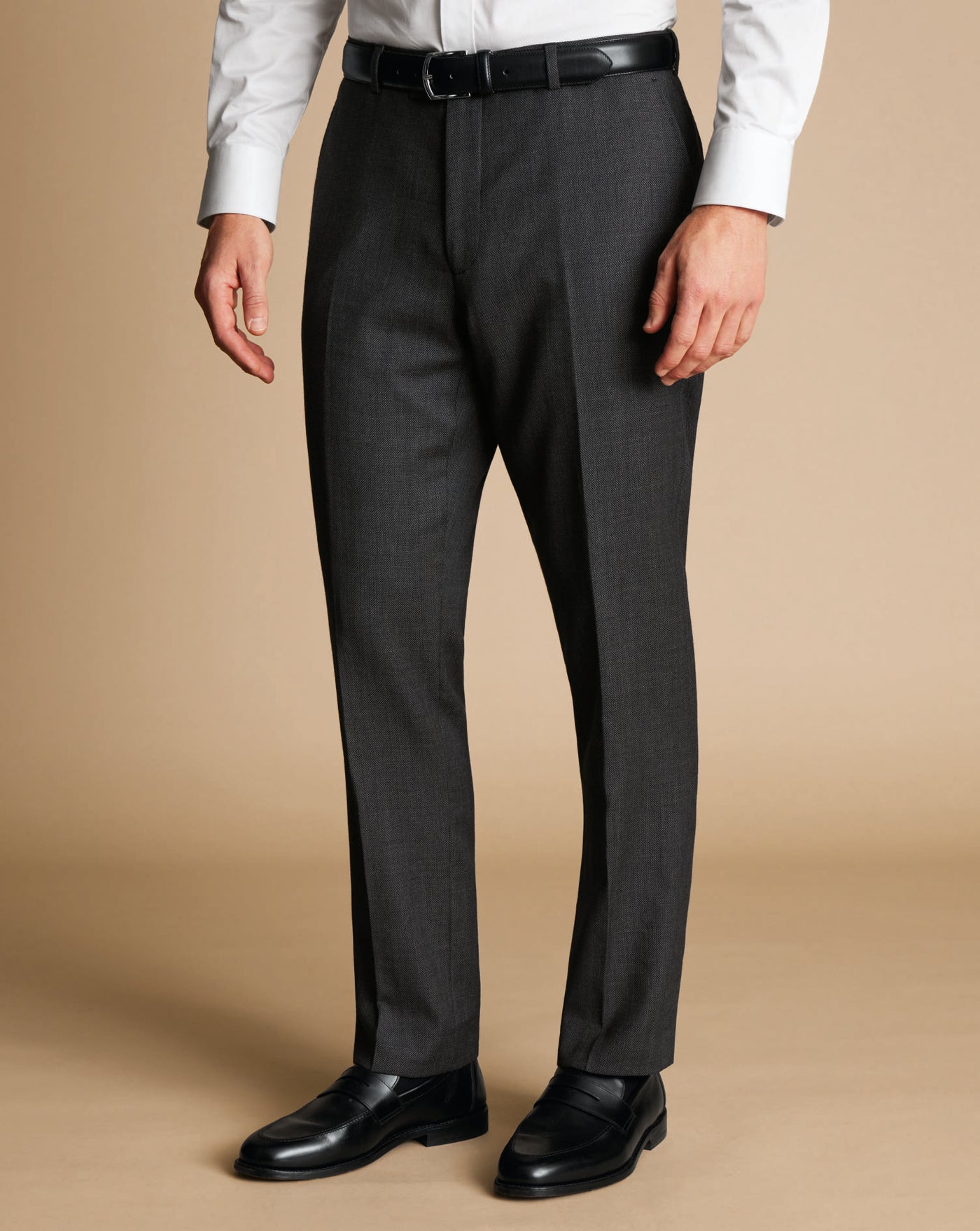 GREY SLIM FIT NATURAL STRETCH BIRDSEYE SUIT TROUSER