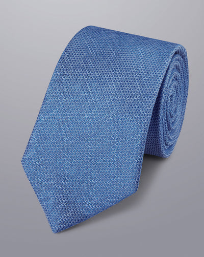 OCEAN BLUE SILK LINEN TIE