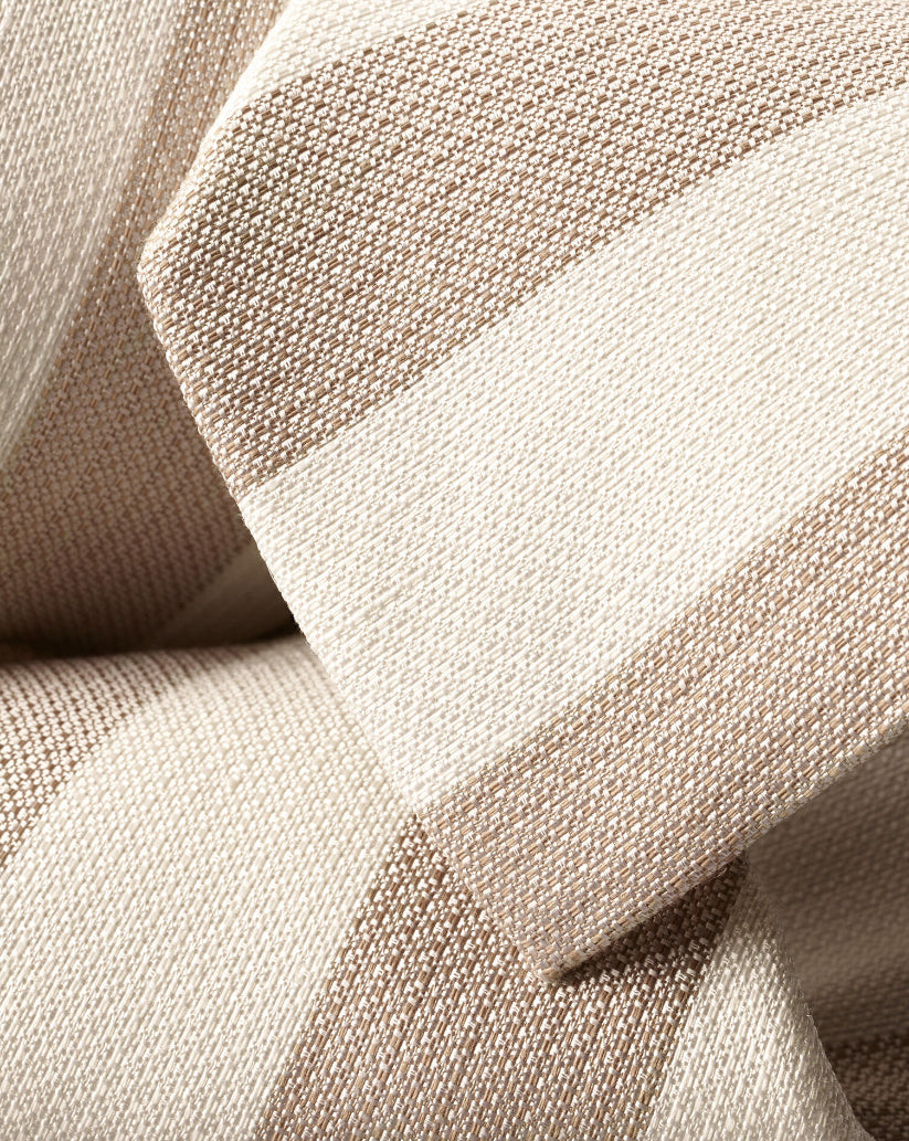 STONE AND IVORY STRIPE LINEN SILK TIE