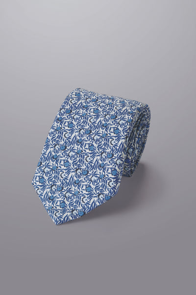 INDIGO BLUE BERRY PRINT MADE WITH LIBERTY FABRIC COTTON TIE