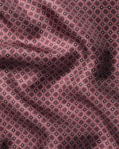 CLARET PINK TILE PRINT SILK POCKET SQUARE