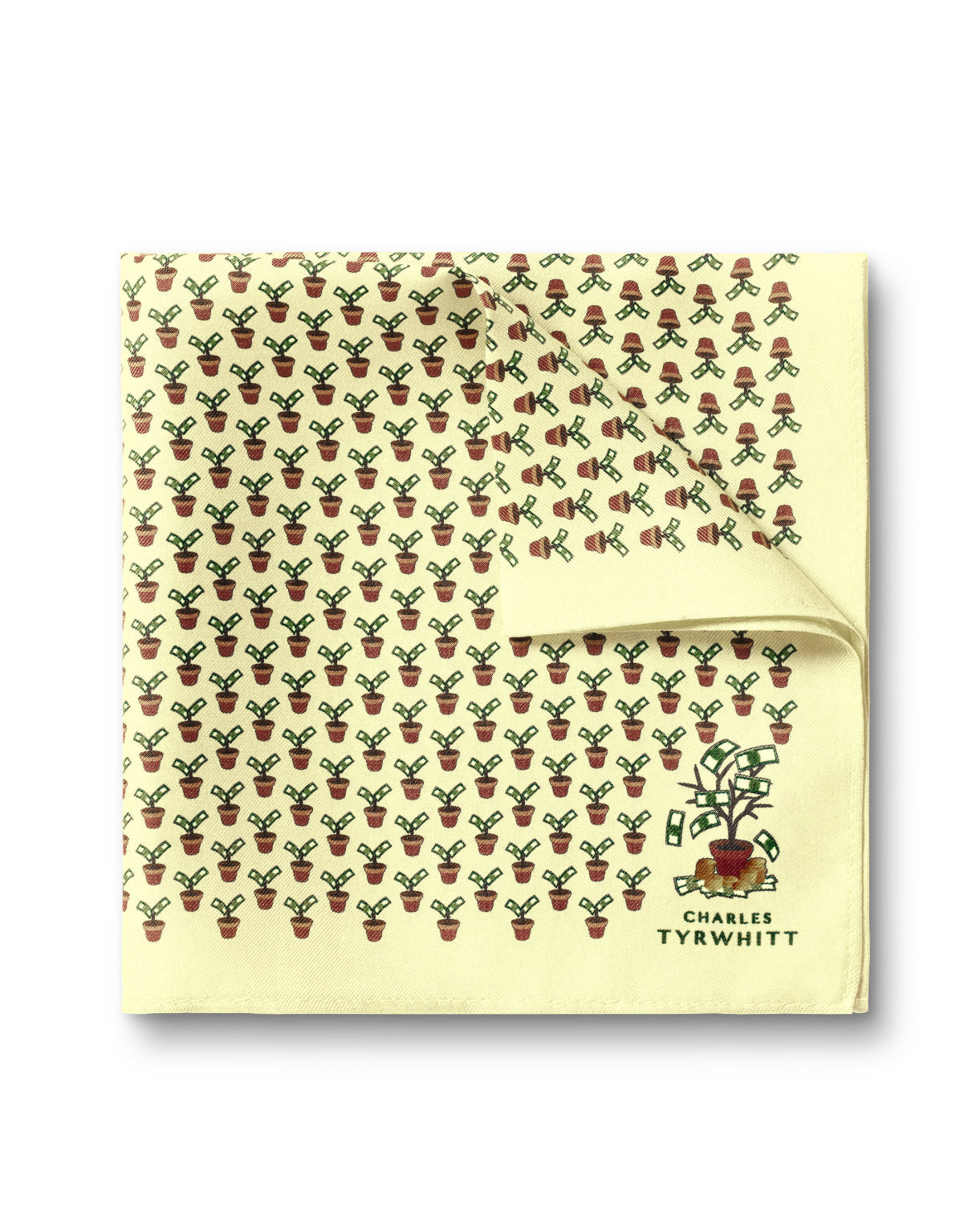 LEMON MONEY DOESN'T GROW ON TREES PRINT SILK POCKET SQUARE