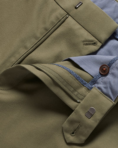 OLIVE GREEN SLIM FIT ULTIMATE NON-IRON CHINO