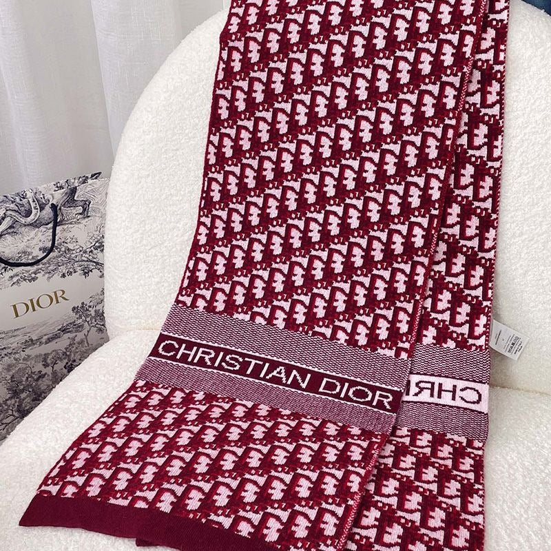 38E0003A0837 787 BURGANDY DIOR SCARVE