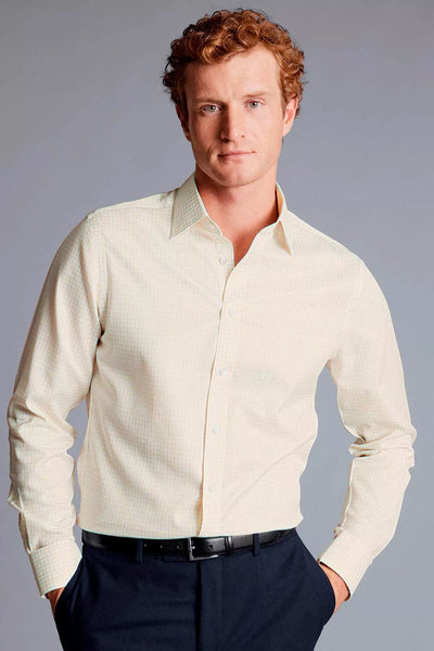 LEMON NON-IRON TWILL DOUBLE CHECK SLIM FIT SHIRT