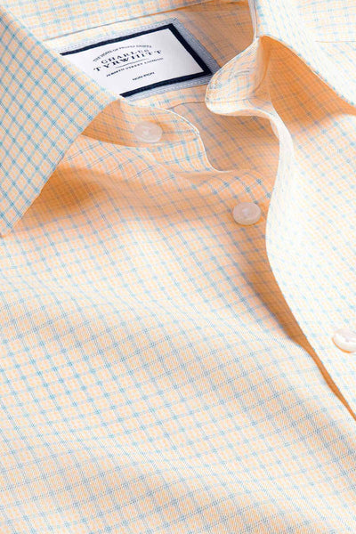 LEMON NON-IRON TWILL DOUBLE CHECK SLIM FIT SHIRT