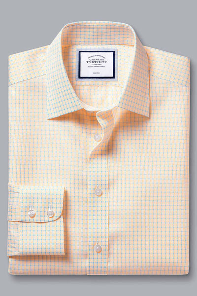 LEMON NON-IRON TWILL DOUBLE CHECK SLIM FIT SHIRT